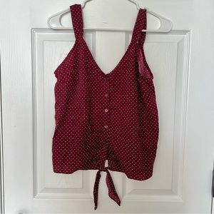 Polka dot button tie front tank
